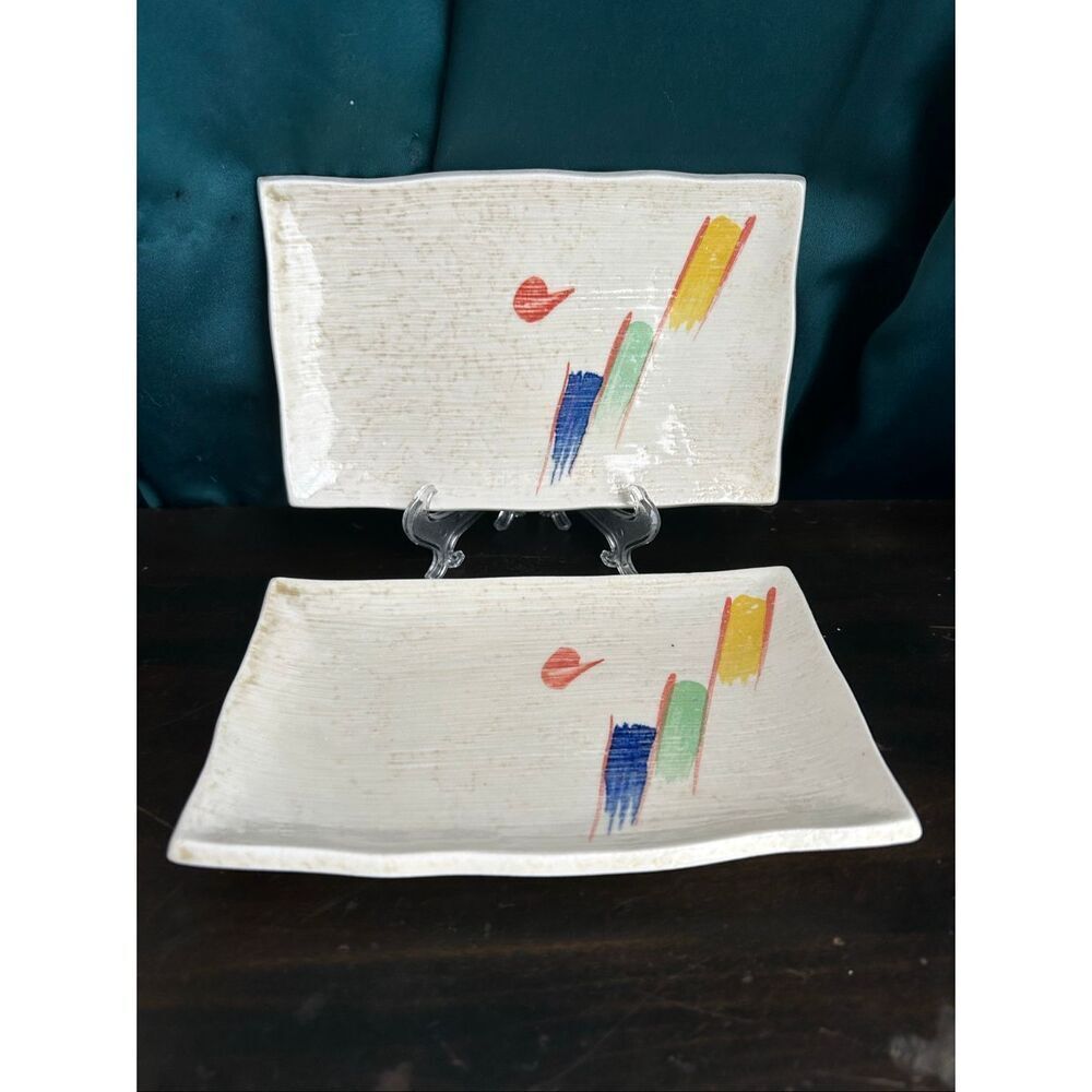 Set of 2 80’s Styling Ceramic Sushi Serving Platters